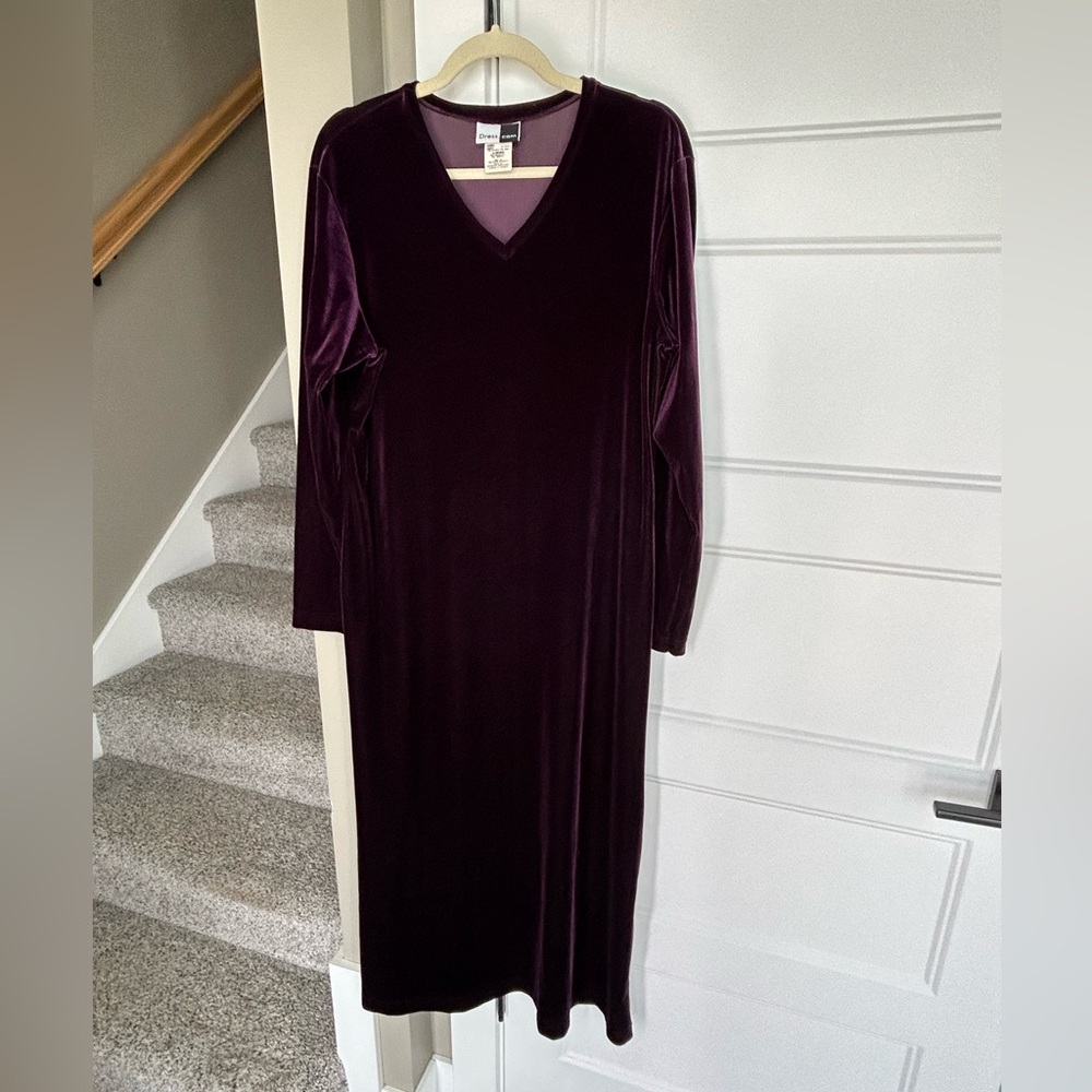 Elegant Purple Velour Maxi Dress
